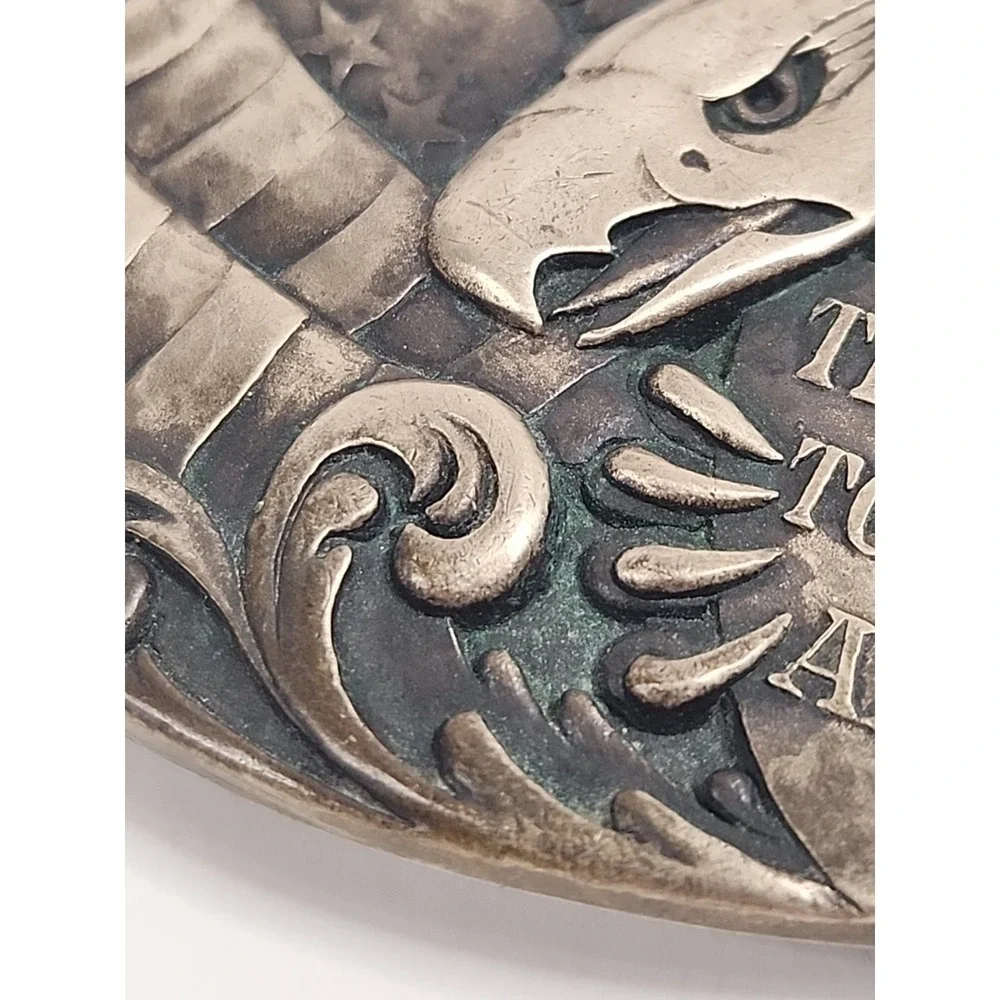 Vintage Article II The Right To Bear Arms‎ Solid Brass Belt Buckle 3.5